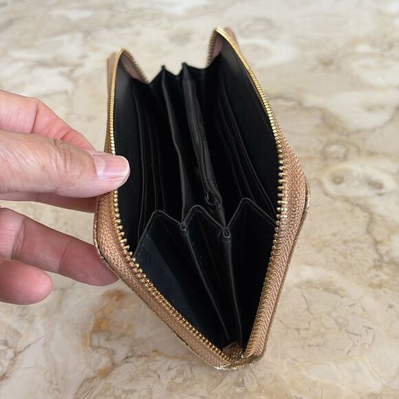 NEW Glittery Gold Continental Zip-Around Wallet - Picture 10 of 10